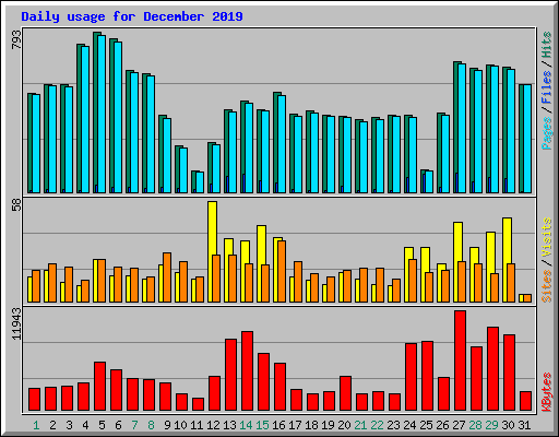 Daily usage for December 2019