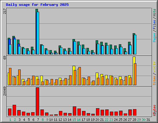 Daily usage for February 2025